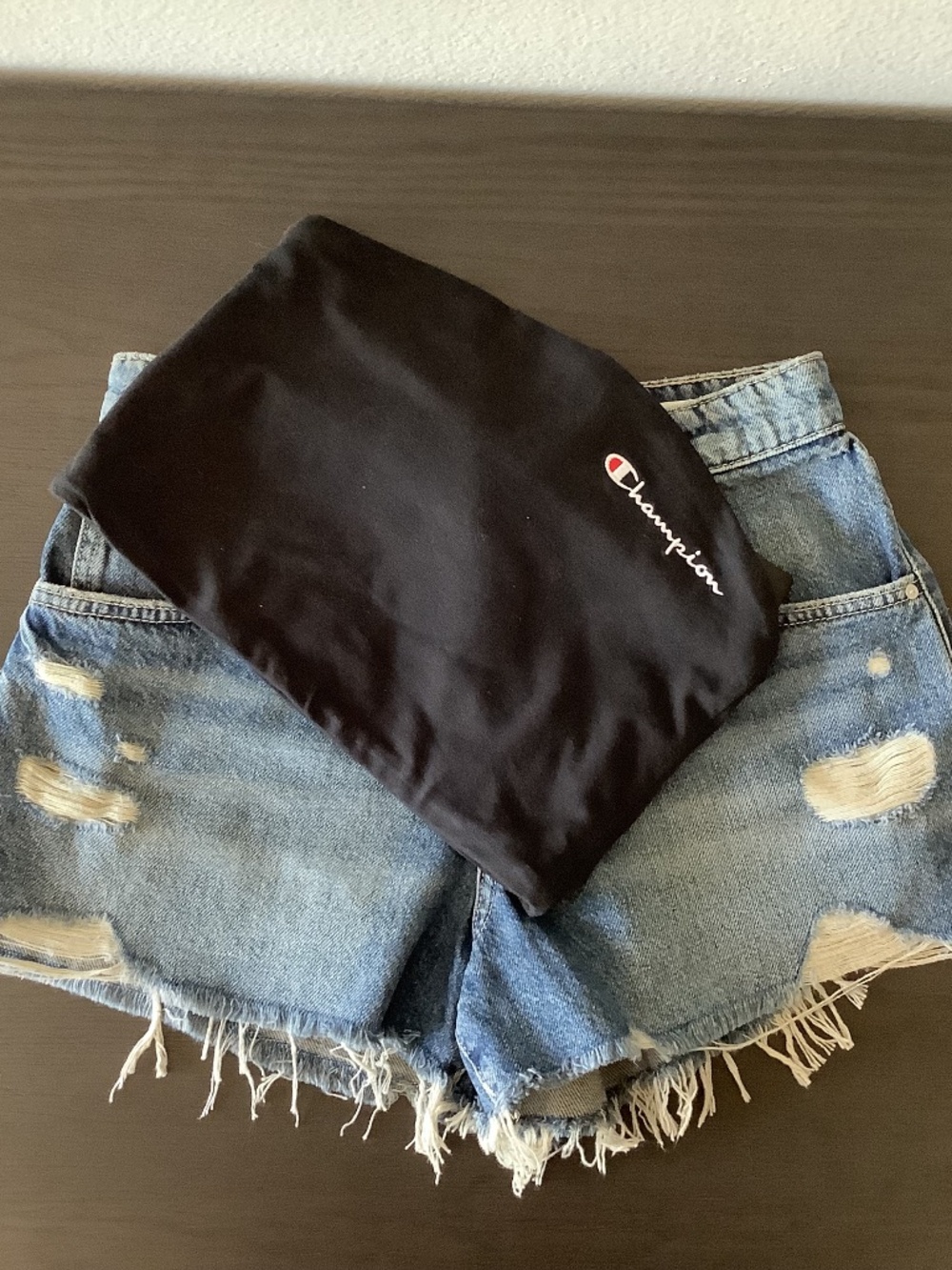 Cotton:On Original Cut Off Shorts Women 26 & Champion Black Tube Top Sz M Outfit